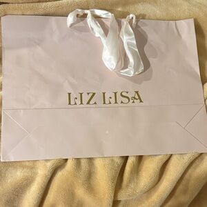 LIZ LISA Soft Pink Shopping Tote with White Ribbon Handles